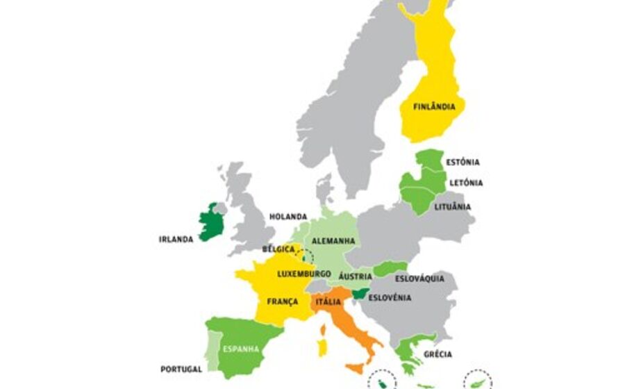 Mapa: as previsões de Bruxelas para os países da Zona Euro